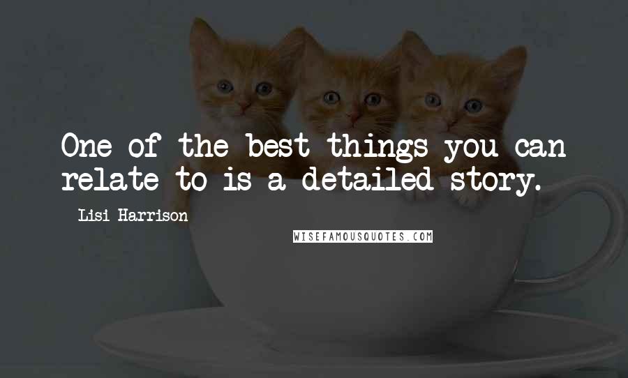 Lisi Harrison Quotes: One of the best things you can relate to is a detailed story.