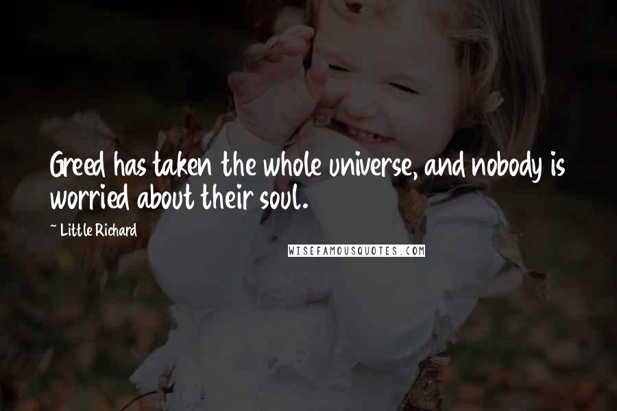 Little Richard Quotes: Greed has taken the whole universe, and nobody is worried about their soul.