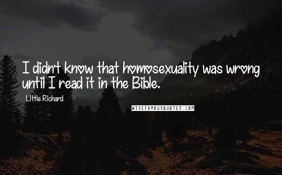 Little Richard Quotes: I didn't know that homosexuality was wrong until I read it in the Bible.