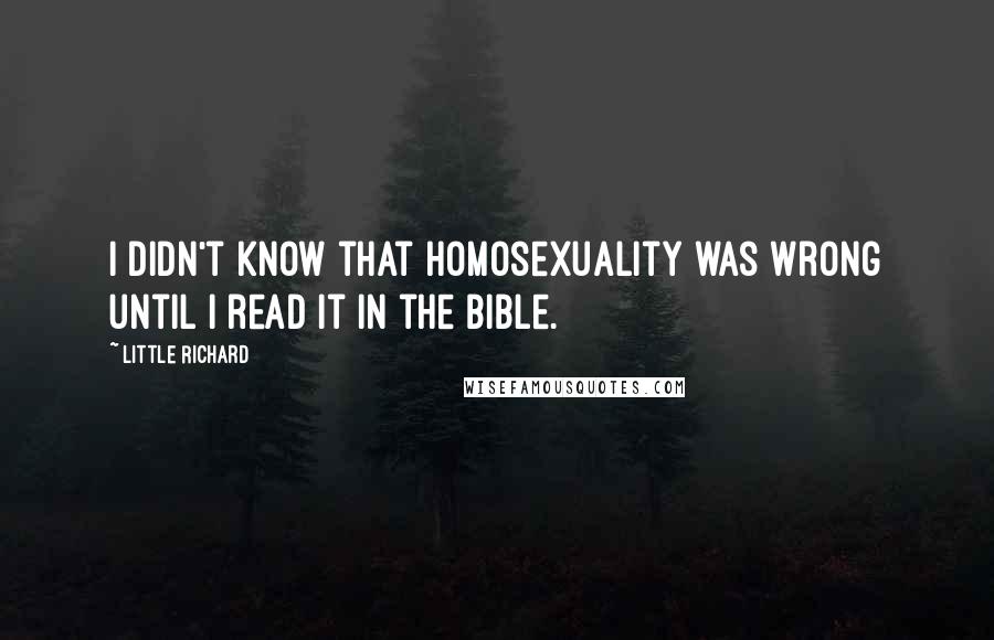 Little Richard Quotes: I didn't know that homosexuality was wrong until I read it in the Bible.
