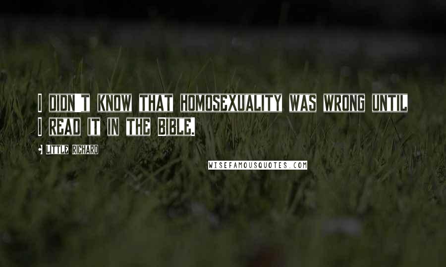 Little Richard Quotes: I didn't know that homosexuality was wrong until I read it in the Bible.