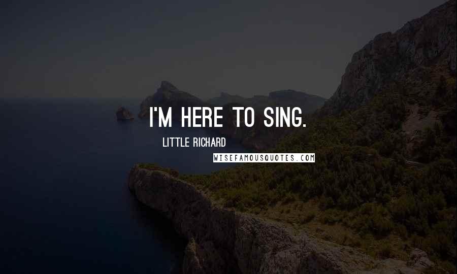 Little Richard Quotes: I'm here to sing.