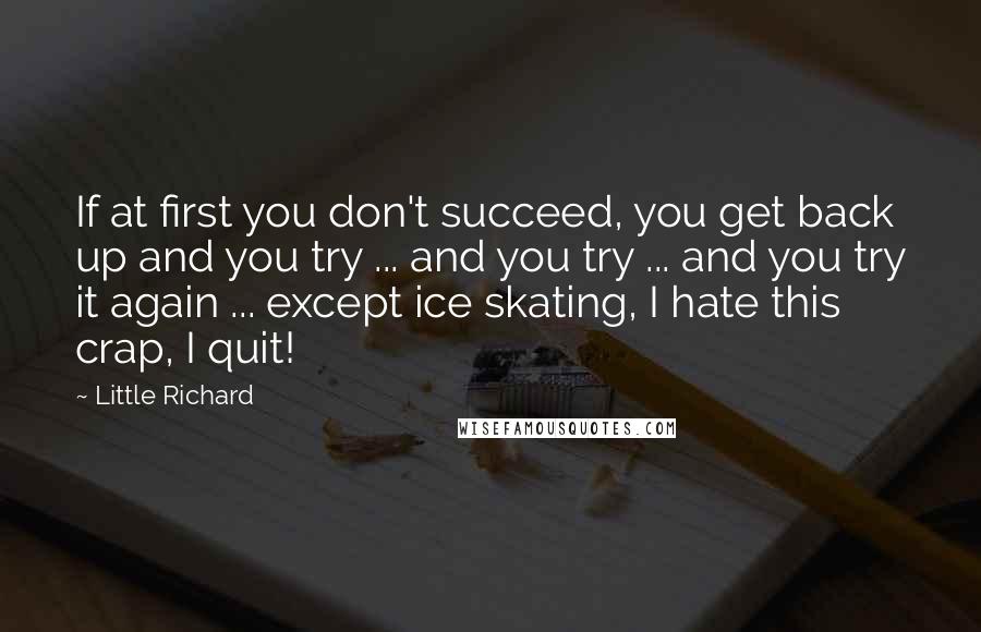 Little Richard Quotes: If at first you don't succeed, you get back up and you try ... and you try ... and you try it again ... except ice skating, I hate this crap, I quit!