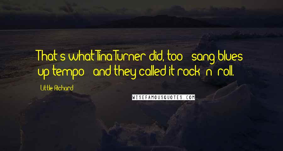 Little Richard Quotes: That's what Tina Turner did, too - sang blues up-tempo - and they called it rock 'n' roll.