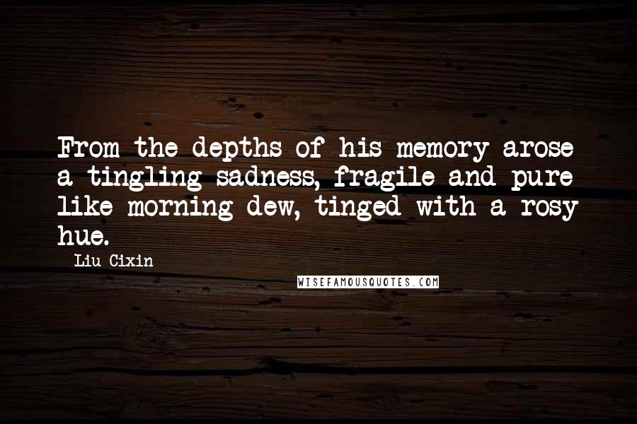 Liu Cixin Quotes: From the depths of his memory arose a tingling sadness, fragile and pure like morning dew, tinged with a rosy hue.