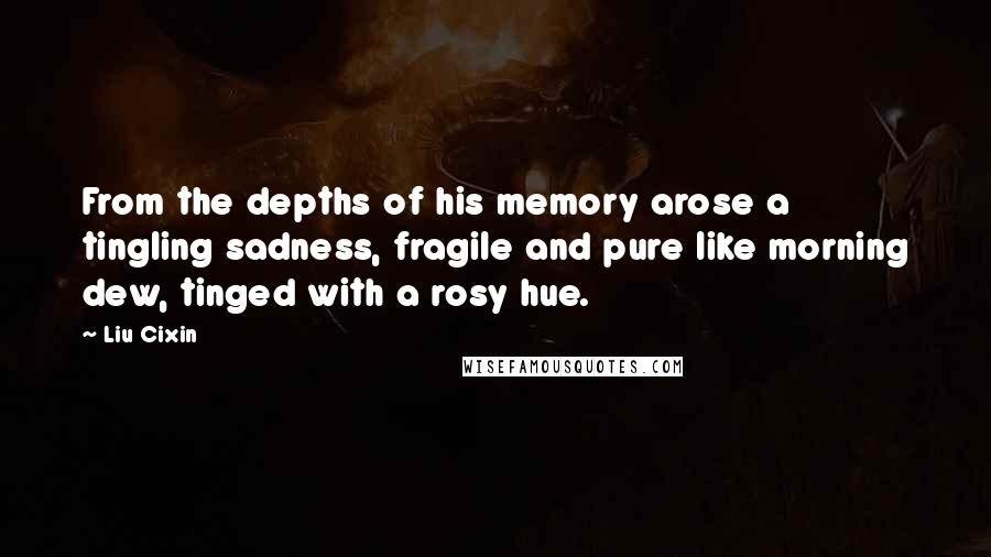 Liu Cixin Quotes: From the depths of his memory arose a tingling sadness, fragile and pure like morning dew, tinged with a rosy hue.