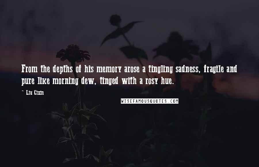 Liu Cixin Quotes: From the depths of his memory arose a tingling sadness, fragile and pure like morning dew, tinged with a rosy hue.