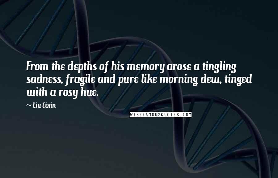 Liu Cixin Quotes: From the depths of his memory arose a tingling sadness, fragile and pure like morning dew, tinged with a rosy hue.