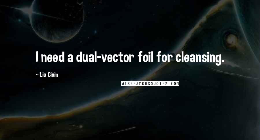 Liu Cixin Quotes: I need a dual-vector foil for cleansing.