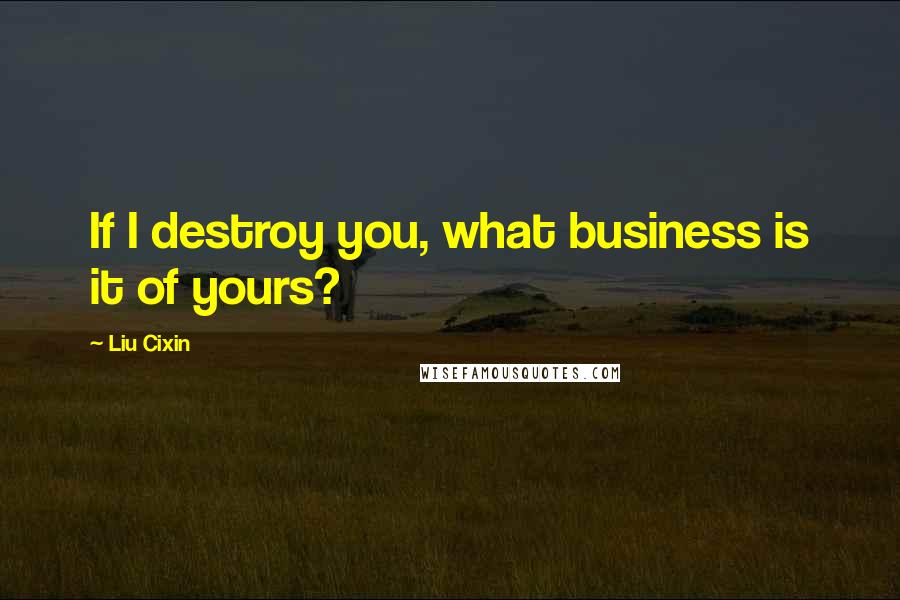 Liu Cixin Quotes: If I destroy you, what business is it of yours?