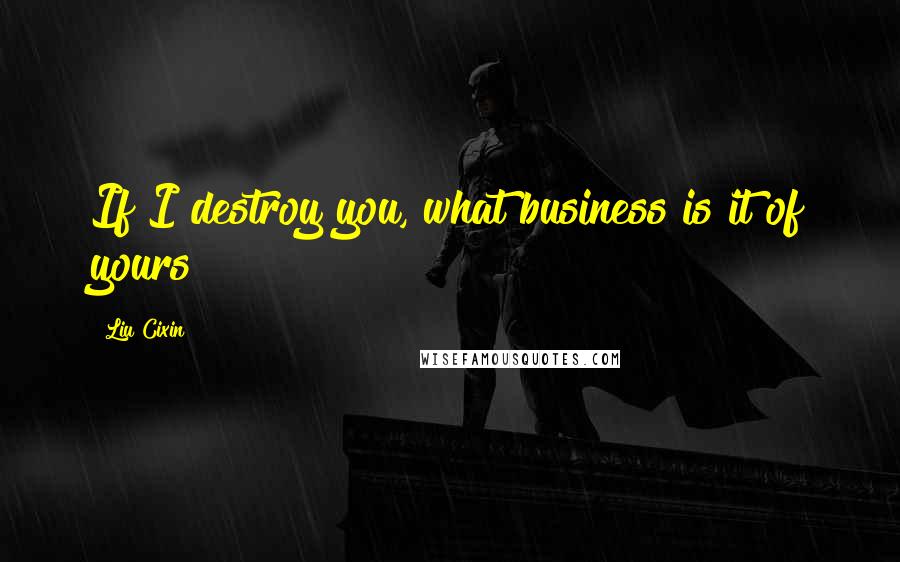 Liu Cixin Quotes: If I destroy you, what business is it of yours?