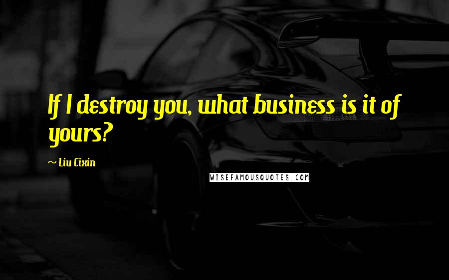 Liu Cixin Quotes: If I destroy you, what business is it of yours?