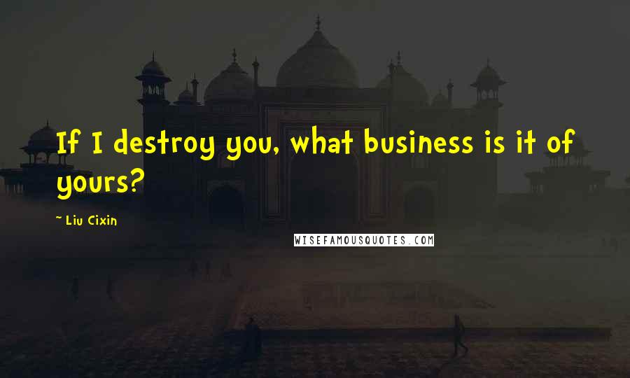 Liu Cixin Quotes: If I destroy you, what business is it of yours?