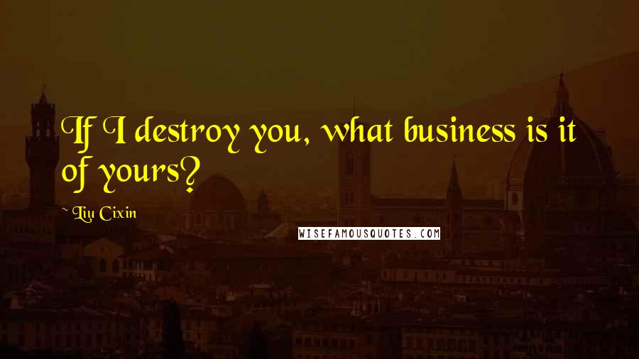 Liu Cixin Quotes: If I destroy you, what business is it of yours?
