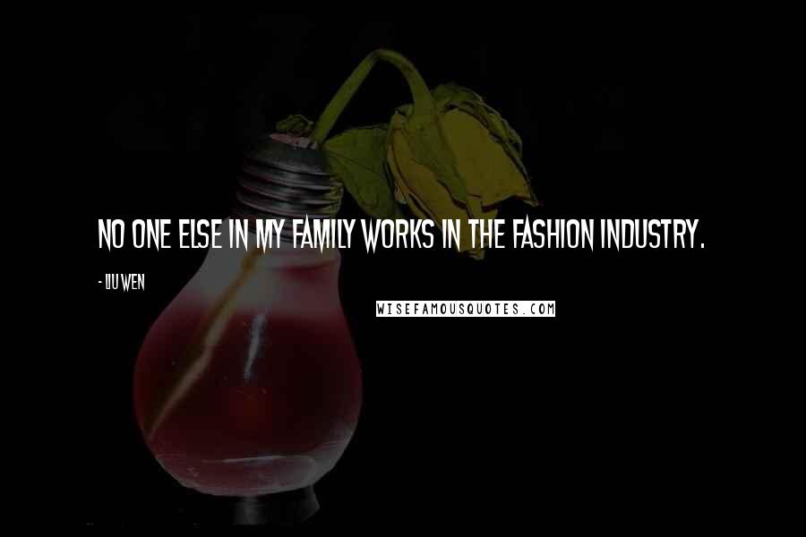 Liu Wen Quotes: No one else in my family works in the fashion industry.