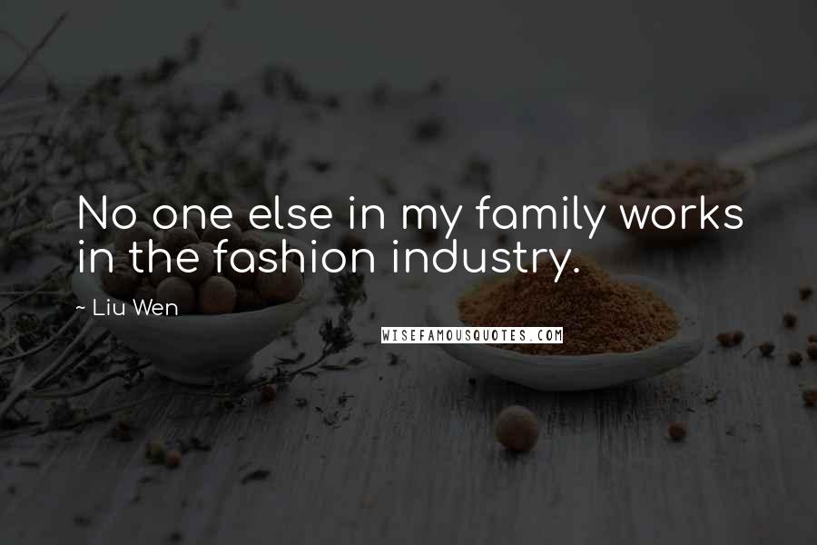 Liu Wen Quotes: No one else in my family works in the fashion industry.