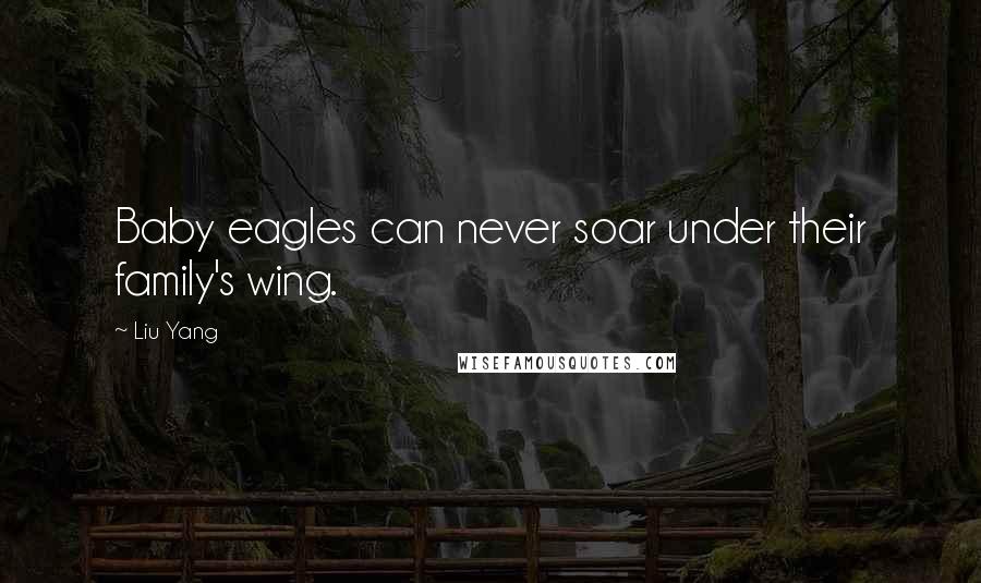 Liu Yang Quotes: Baby eagles can never soar under their family's wing.