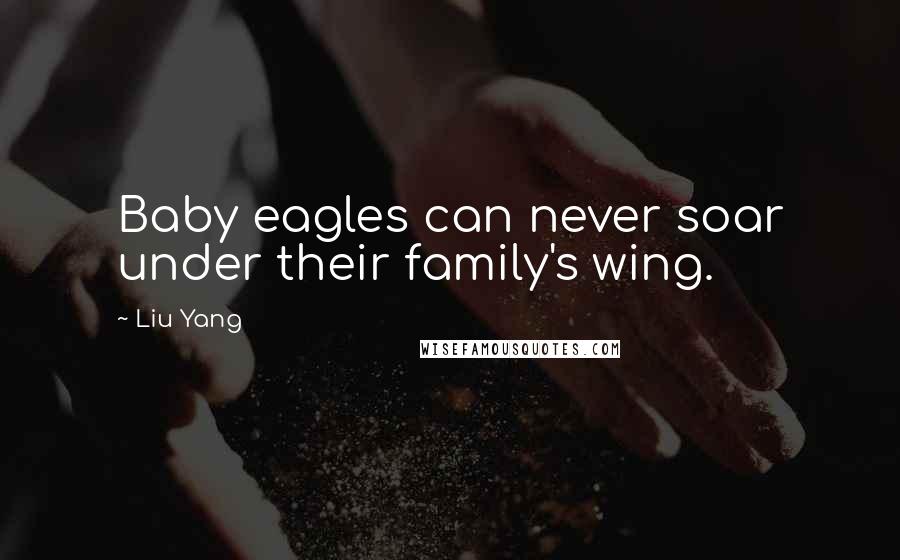 Liu Yang Quotes: Baby eagles can never soar under their family's wing.