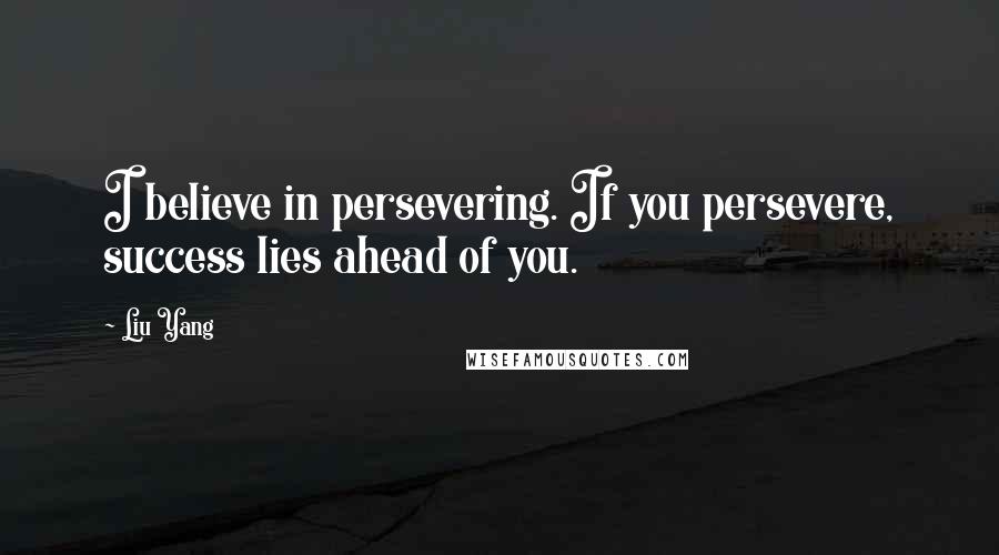 Liu Yang Quotes: I believe in persevering. If you persevere, success lies ahead of you.