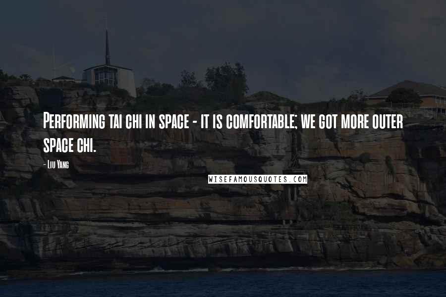 Liu Yang Quotes: Performing tai chi in space - it is comfortable; we got more outer space chi.