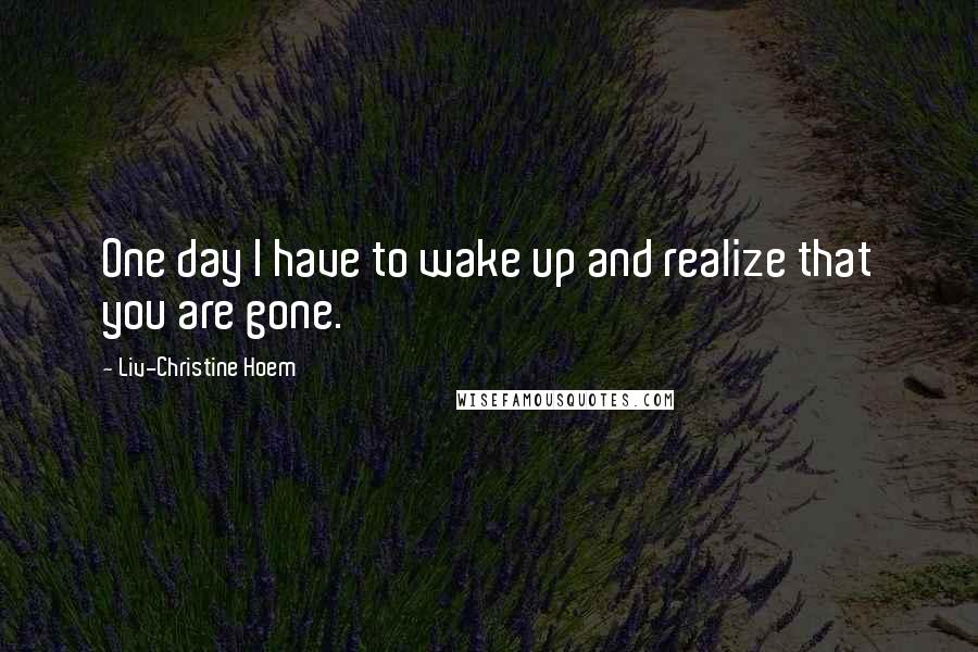 Liv-Christine Hoem Quotes: One day I have to wake up and realize that you are gone.