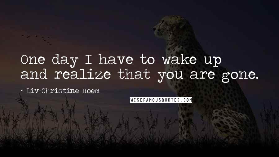 Liv-Christine Hoem Quotes: One day I have to wake up and realize that you are gone.