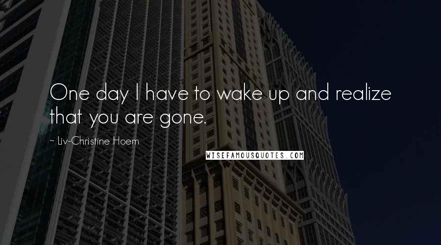 Liv-Christine Hoem Quotes: One day I have to wake up and realize that you are gone.