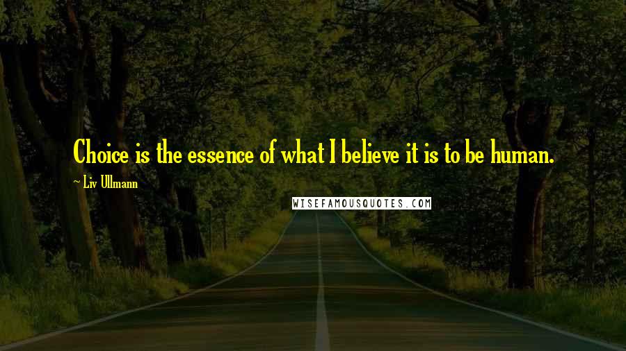 Liv Ullmann Quotes: Choice is the essence of what I believe it is to be human.