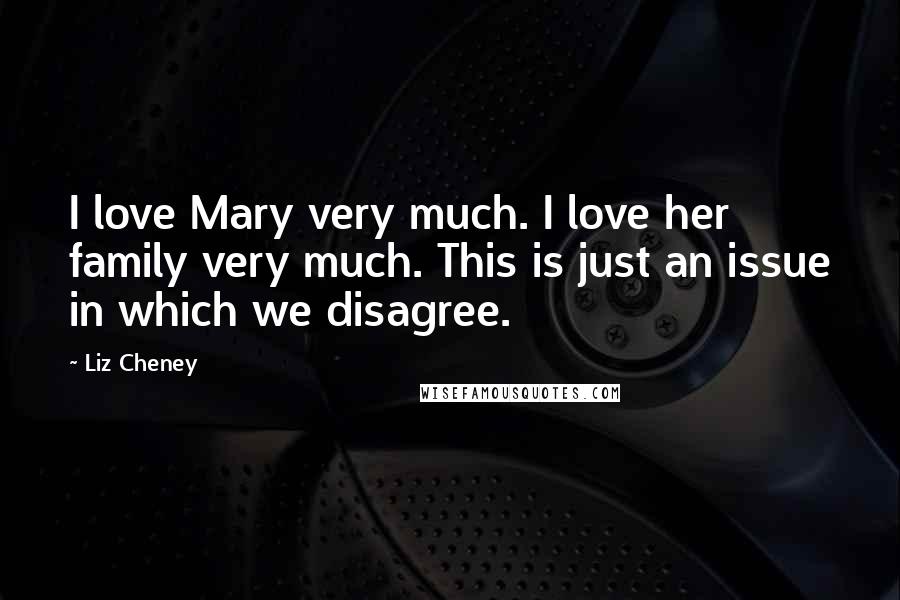 Liz Cheney Quotes: I love Mary very much. I love her family very much. This is just an issue in which we disagree.