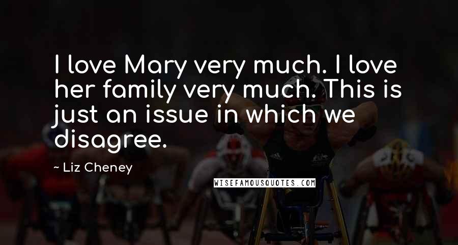 Liz Cheney Quotes: I love Mary very much. I love her family very much. This is just an issue in which we disagree.