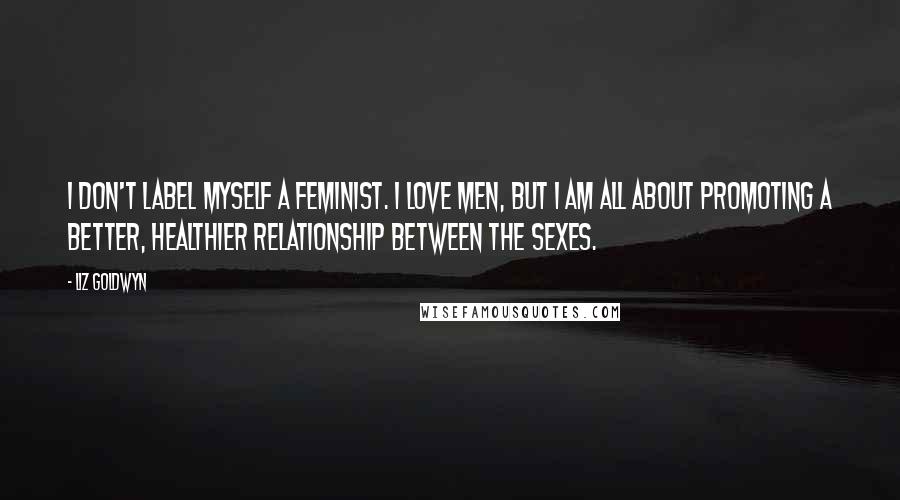 Liz Goldwyn Quotes: I don't label myself a feminist. I love men, but I am all about promoting a better, healthier relationship between the sexes.