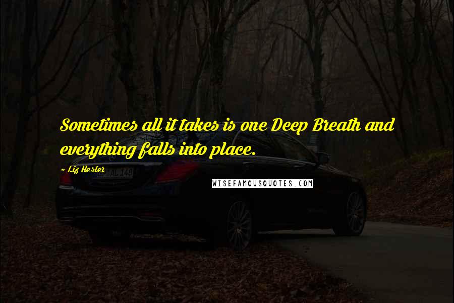 Liz Hester Quotes: Sometimes all it takes is one Deep Breath and everything falls into place.