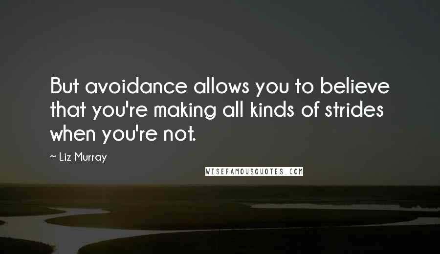 Liz Murray Quotes: But avoidance allows you to believe that you're making all kinds of strides when you're not.