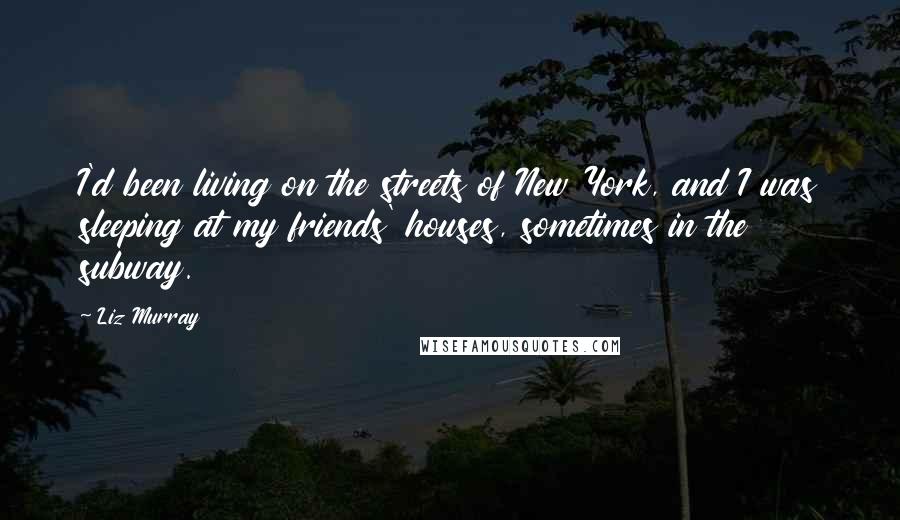 Liz Murray Quotes: I'd been living on the streets of New York, and I was sleeping at my friends' houses, sometimes in the subway.