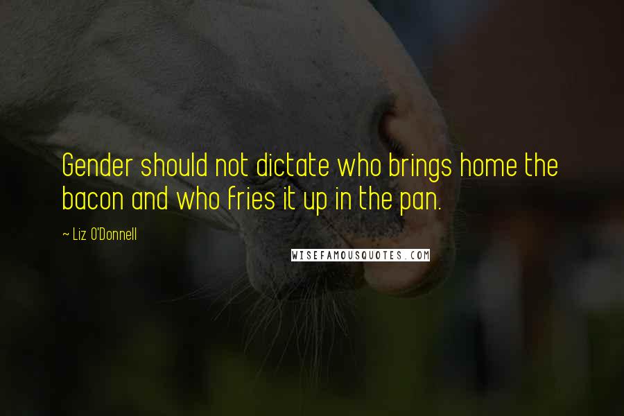 Liz O'Donnell Quotes: Gender should not dictate who brings home the bacon and who fries it up in the pan.