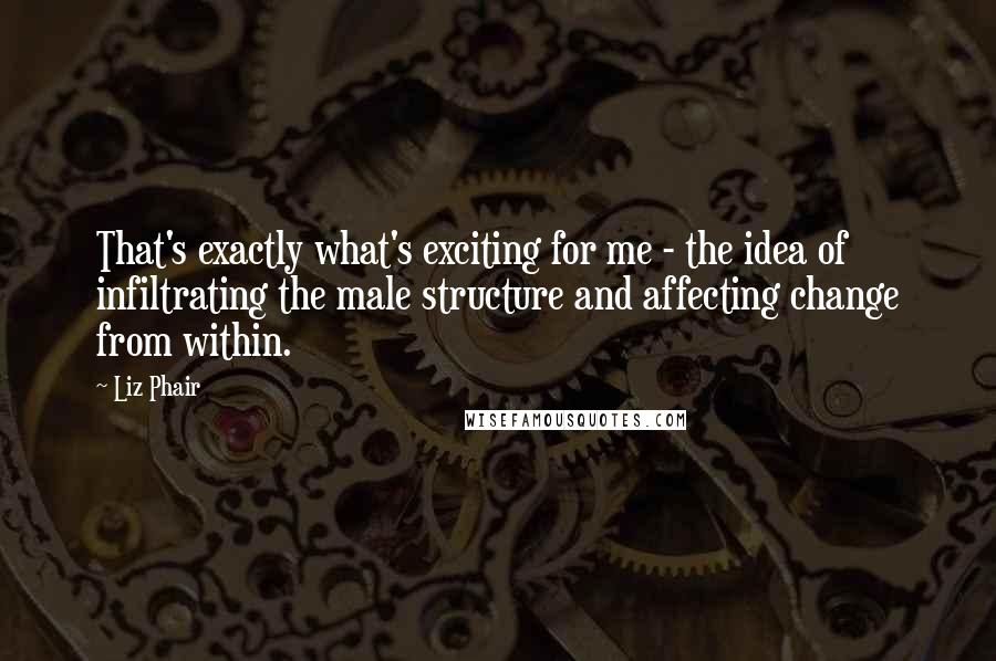 Liz Phair Quotes: That's exactly what's exciting for me - the idea of infiltrating the male structure and affecting change from within.