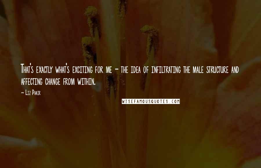 Liz Phair Quotes: That's exactly what's exciting for me - the idea of infiltrating the male structure and affecting change from within.