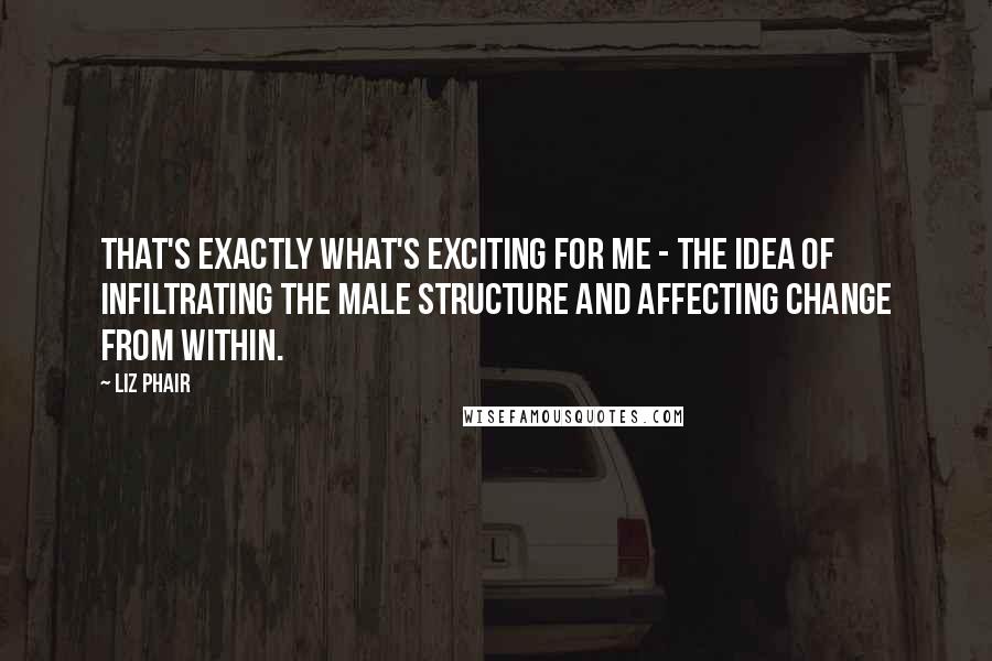 Liz Phair Quotes: That's exactly what's exciting for me - the idea of infiltrating the male structure and affecting change from within.