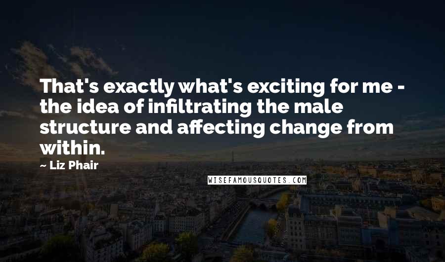 Liz Phair Quotes: That's exactly what's exciting for me - the idea of infiltrating the male structure and affecting change from within.