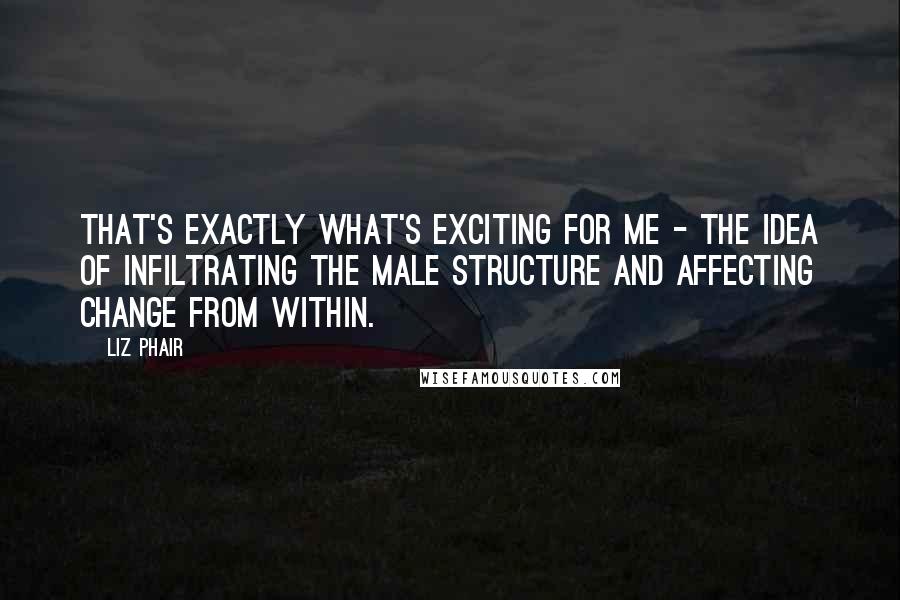 Liz Phair Quotes: That's exactly what's exciting for me - the idea of infiltrating the male structure and affecting change from within.