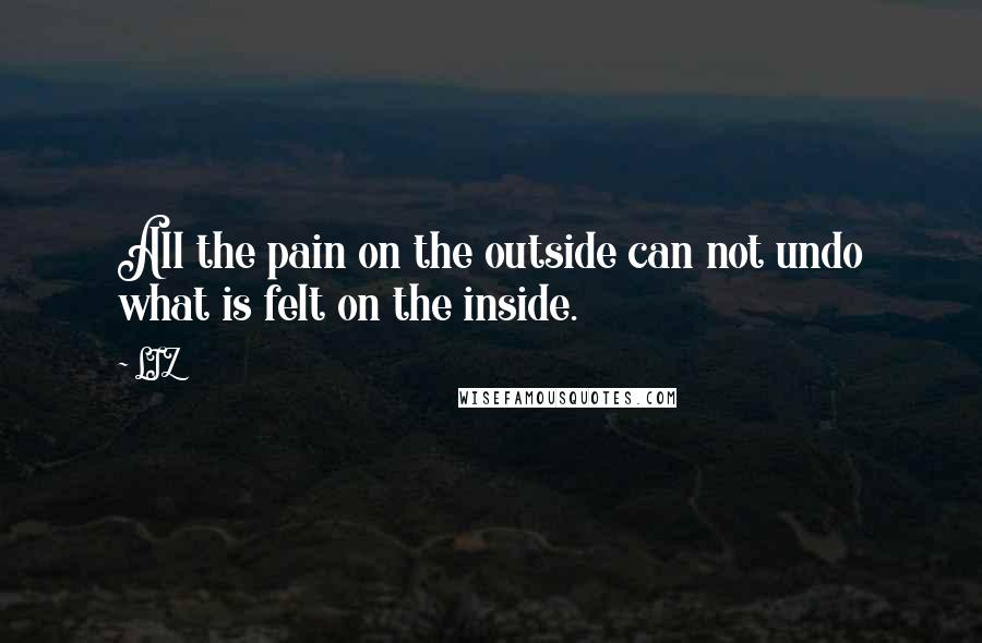 LIZ Quotes: All the pain on the outside can not undo what is felt on the inside.