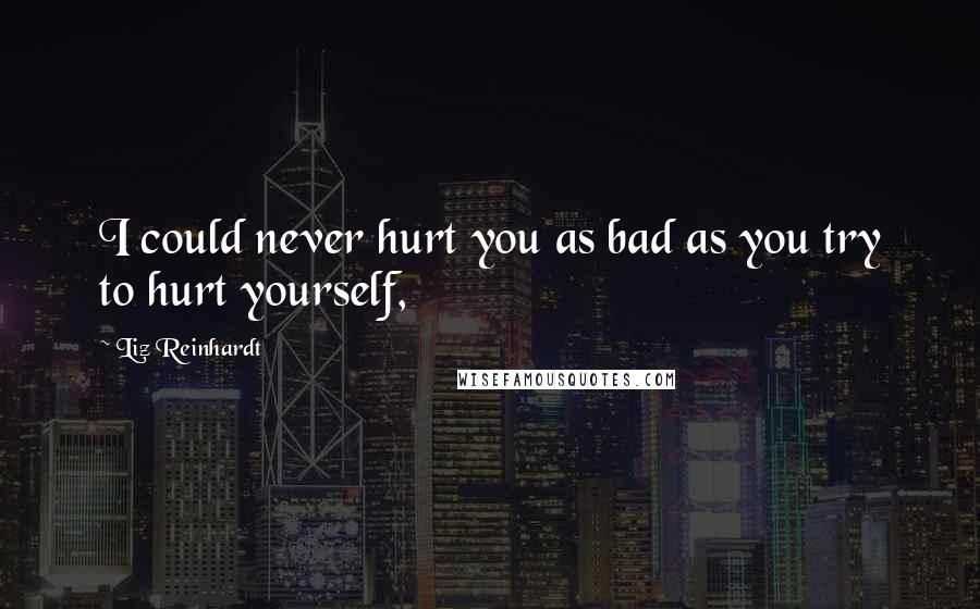 Liz Reinhardt Quotes: I could never hurt you as bad as you try to hurt yourself,