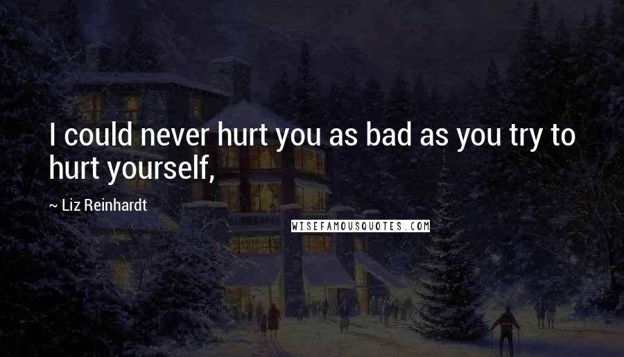 Liz Reinhardt Quotes: I could never hurt you as bad as you try to hurt yourself,