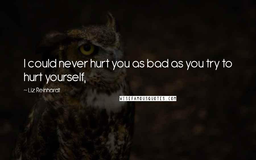 Liz Reinhardt Quotes: I could never hurt you as bad as you try to hurt yourself,