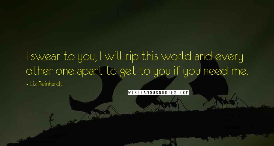 Liz Reinhardt Quotes: I swear to you, I will rip this world and every other one apart to get to you if you need me.