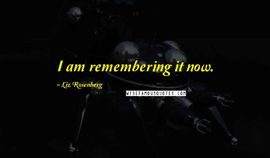 Liz Rosenberg Quotes: I am remembering it now.