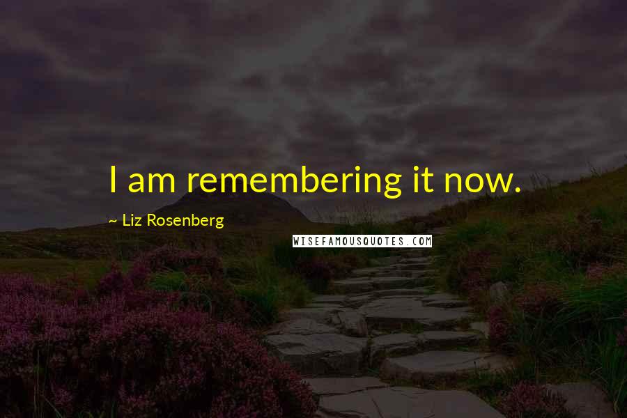 Liz Rosenberg Quotes: I am remembering it now.