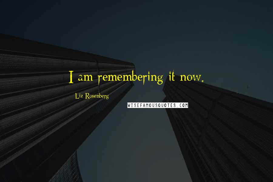 Liz Rosenberg Quotes: I am remembering it now.