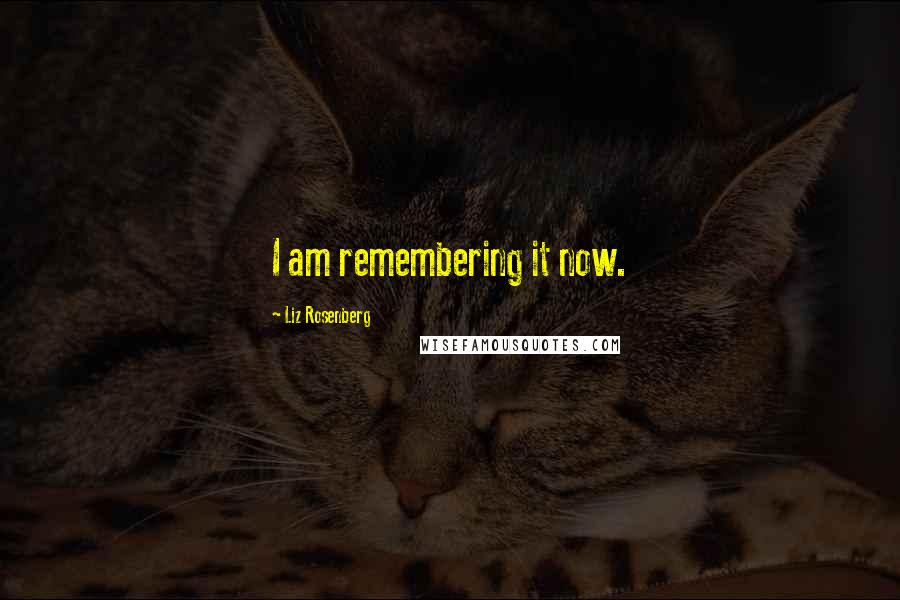 Liz Rosenberg Quotes: I am remembering it now.