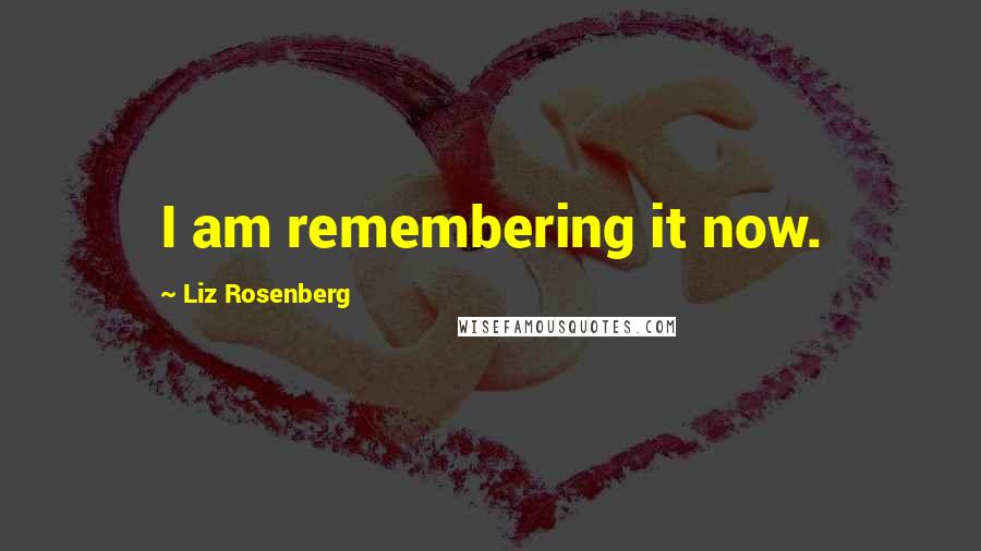 Liz Rosenberg Quotes: I am remembering it now.